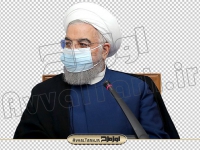 تصویر دوربری رئیس جمهور روحانی با ماسک در حال سخنرانی