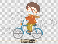 تصویر دوربری شده پسر بچه با ماسک سوار دوچرخه