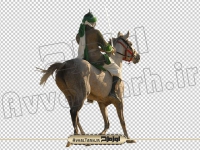 تصویر دوربری شده یاران امام حسین در تعزیه و اسب