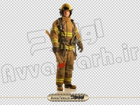فایل png عکس دوربری شده مرد آتش نشان با تبر