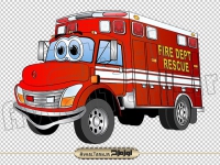 تصویر png دوربری کاریکاتوری خودروی آتش نشانی