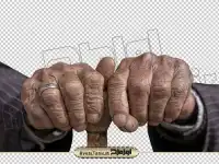 تصویر دوربری شده دست های پیرمرد و عصا