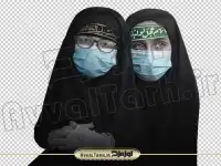 تصویر دوربری شده دو دختر با ماسک و سربند محرم
