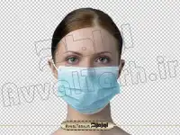 تصویر دوربری شده زن با ماسک سه لایه