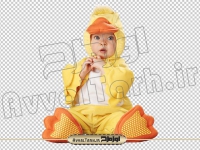 دور بری تصویر نوزاد با لباس اردک زرد