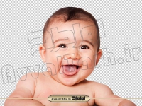 عکس دور بری شده نوزاد در حال خندیدن