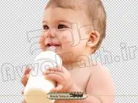 عکس دور بری شده نوزاد با شیشه شیر