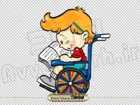 دوربری تصویر کارتونی کودک معلول با ویلچر