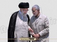 دوربری تصویر png شهید سردار سلیمانی و رهبری