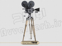 دوربری تصویر دوربین فیلمبرداری قدیمی با سه پایه