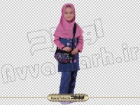 فایل لایه باز دختر دبستانی با کیف مدرسه