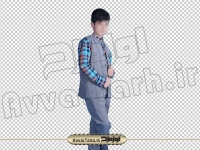 تصویر png دانش آموز پسر با فرم مدرسه