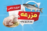 کارت ویزیت لایه باز فروشگاه مرغ و ماهی با زمینه آبی